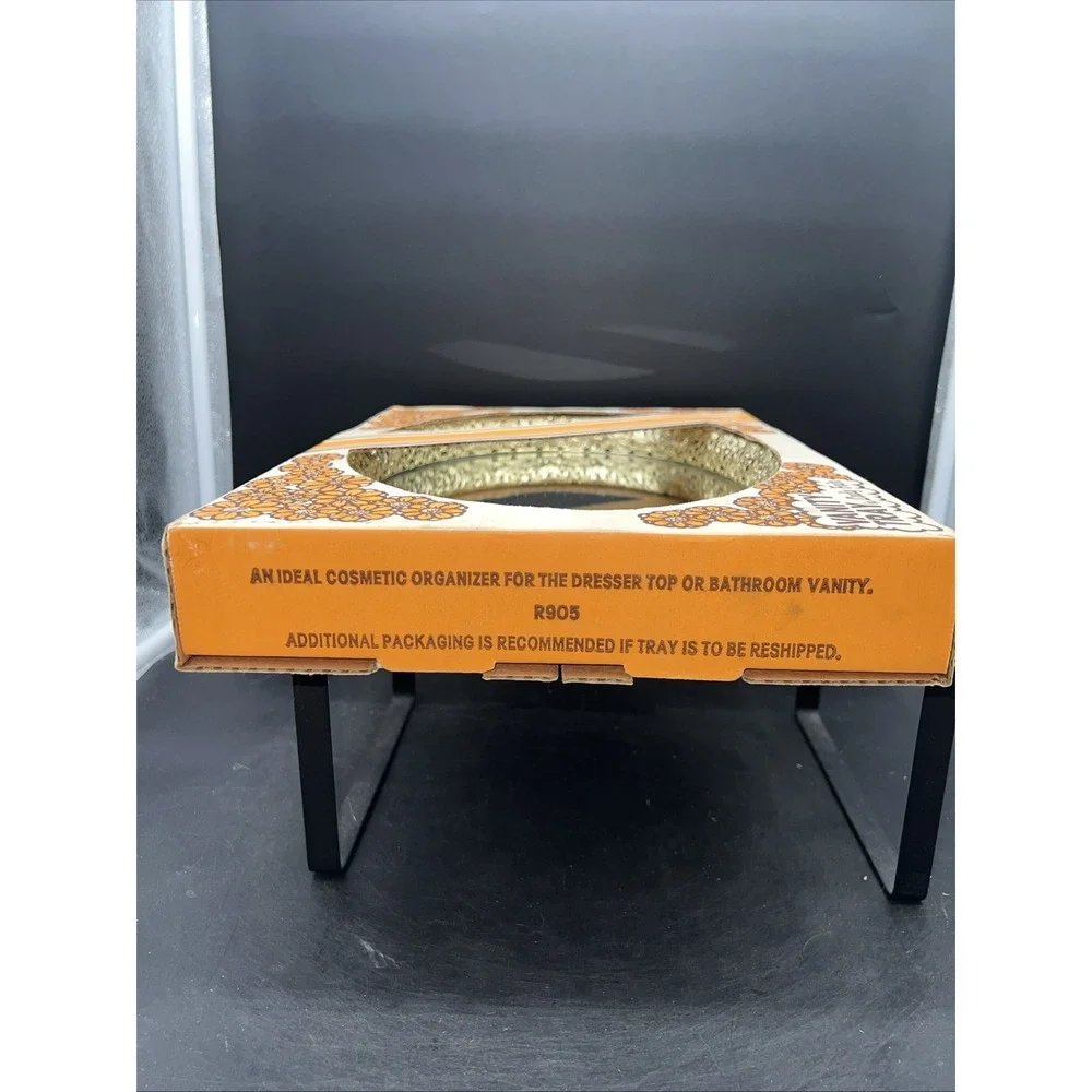 VTG Dresser Tray Mirror Gold-tone Filigree Vanity Lady Fair New In Box 13